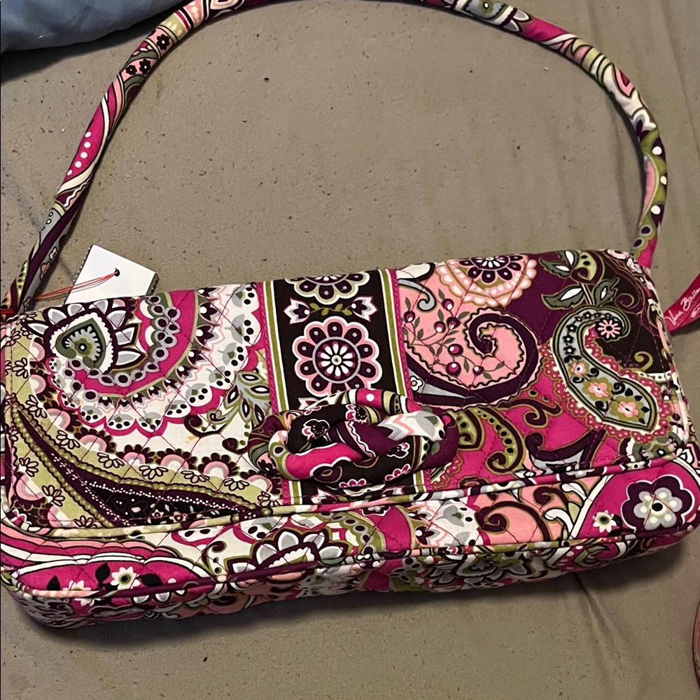 Vera Bradley Pink and Green Paisley Shoulder Bag